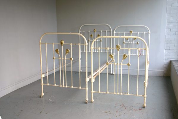 Matched Pair of 90cm Edwardian Brass & Iron Bedsteads 9361B36PR