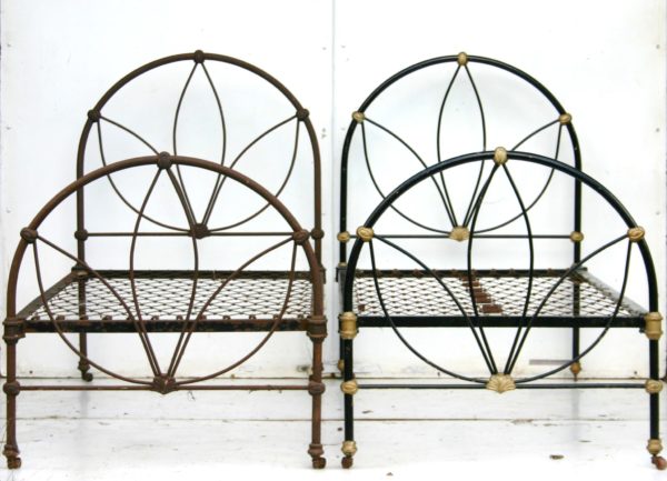 Matched Pair of 90cm Edwardian Iron Bedsteads