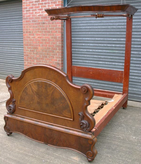 150cm Antique Wooden Half Tester Bed 6353W60