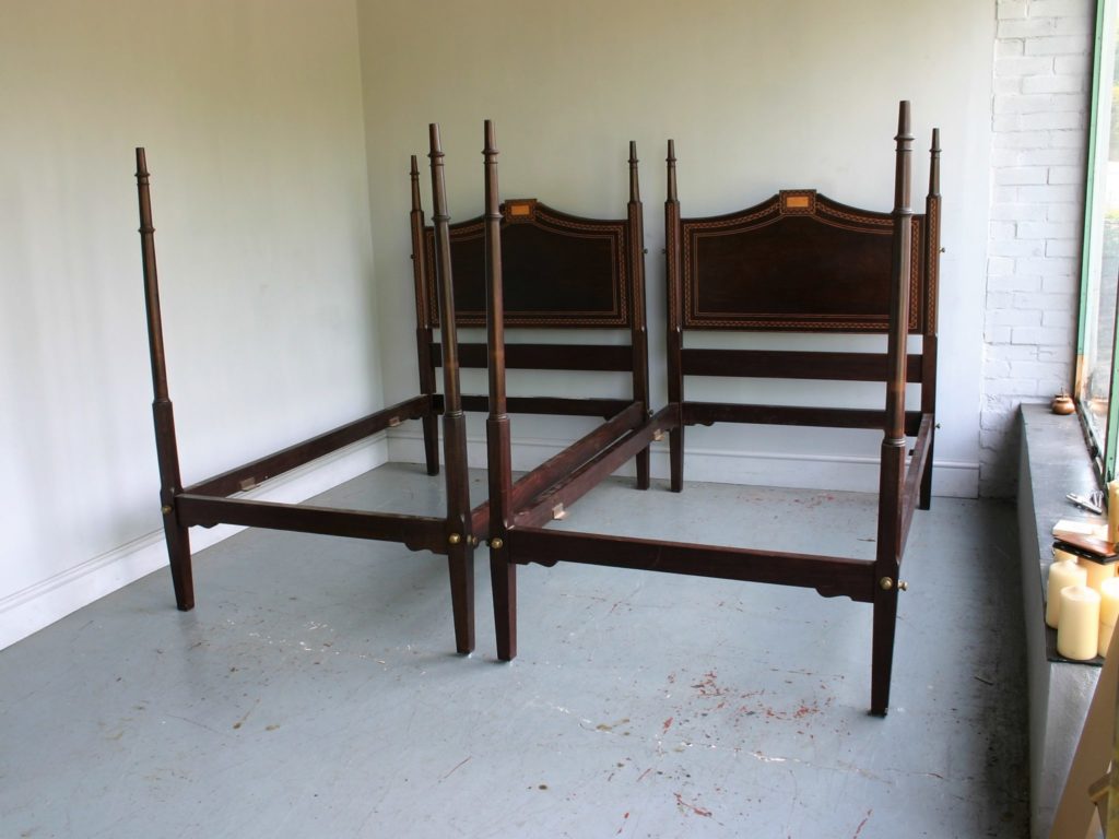 Matched Pair of 102cm Antique Wooden Beds Bed Bazaar