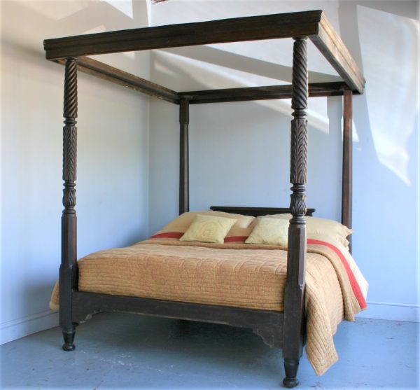 167cm Antique Mahogany Four Poster Bed - Image 2