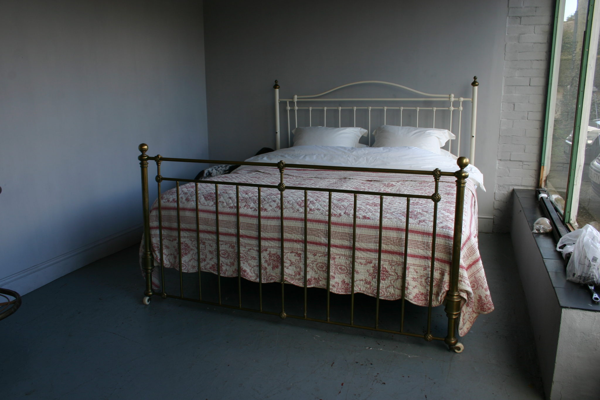 180cm Antique Brass & Iron Half Tester 9721B72 Bed Bazaar