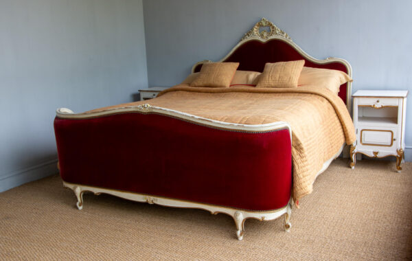 5ft6 Antique French Painted & Upholstered Bedstead – Ref. 96611W66