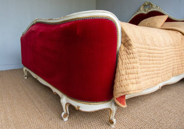 5ft6 Antique French Painted & Upholstered Bedstead – Ref. 96611W66 - Image 5