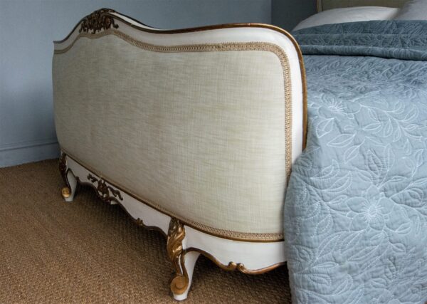 5ft Antique French Painted & Upholstered Bedstead – Ref. 96029W60 - Image 5