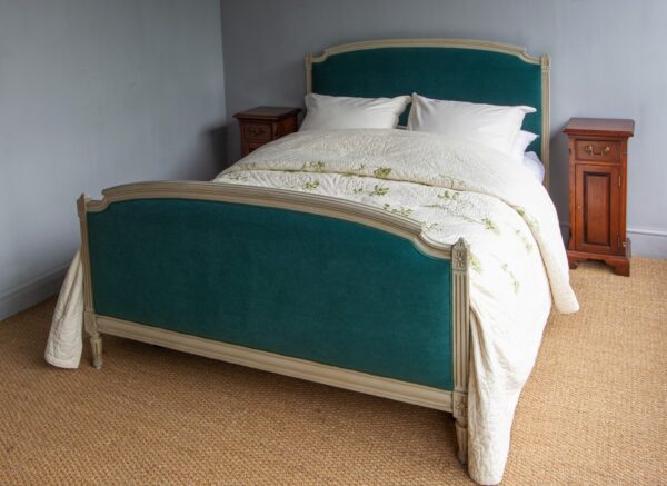 5ft Antique French Painted & Upholstered Bedstead – Ref. 9609WU60X75