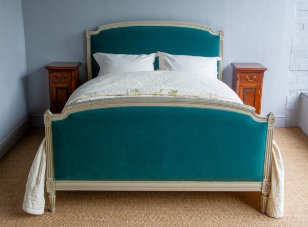 5ft Antique French Painted & Upholstered Bedstead – Ref. 9609WU60X75 - Image 2