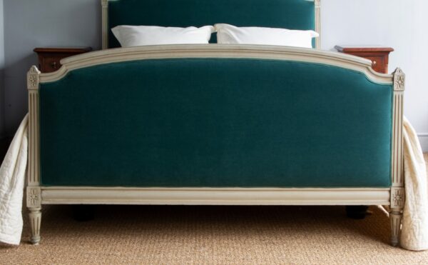 5ft Antique French Painted & Upholstered Bedstead – Ref. 9609WU60X75 - Image 3