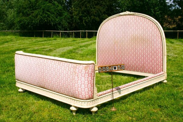 5ft Antique French Painted & Upholstered Bedstead – Ref. 5864W60