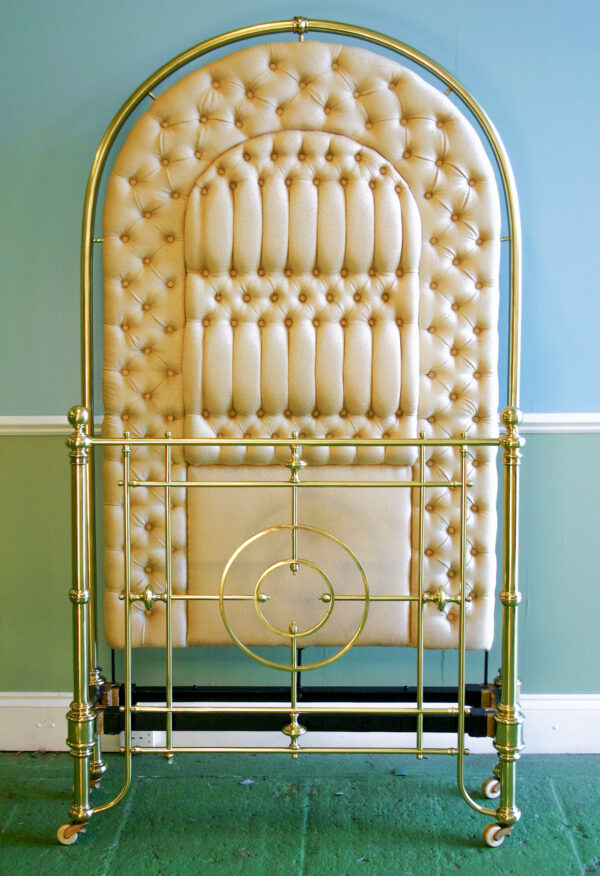 3ft6 Antique Victorian All Brass Half-tester Bedstead – Ref. BA 5314 A42