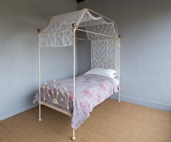3ft Victorian Iron Four-poster Bedstead – Ref. 9365C36 - Image 8