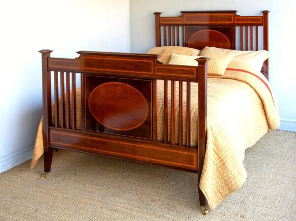 5ft Edwardian Mahogany & Inlaid Bedstead – Ref. 96033W60