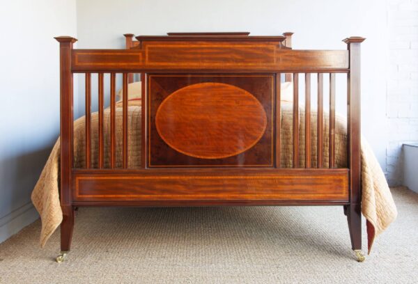 5ft Edwardian Mahogany & Inlaid Bedstead – Ref. 96033W60 - Image 3